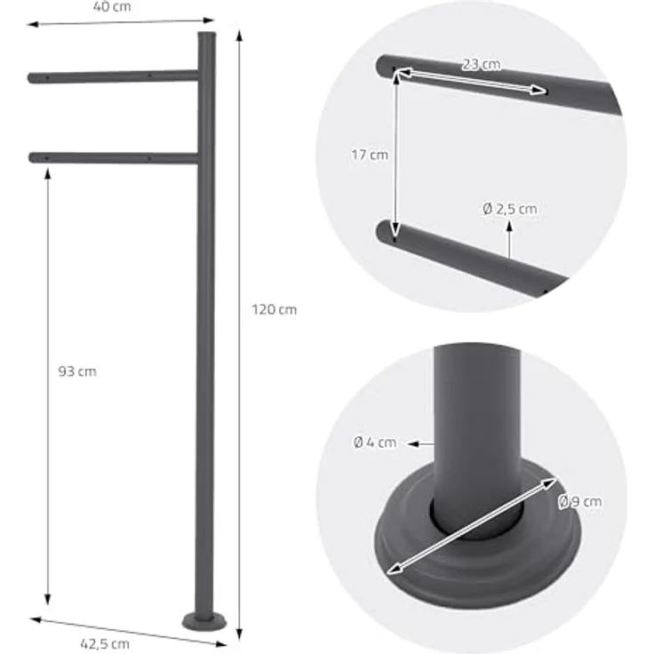 ML-DESIGN Standbriefkasten Silber 120cm mit Zeitungsfach und Ständer – Bild 8