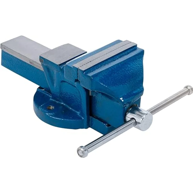 BGS Parallel-Schraubstock 58260, 100 mm Spannbacken, Ambossfläche, Werkbankschraubstock, spezialguß, blau – Bild 4