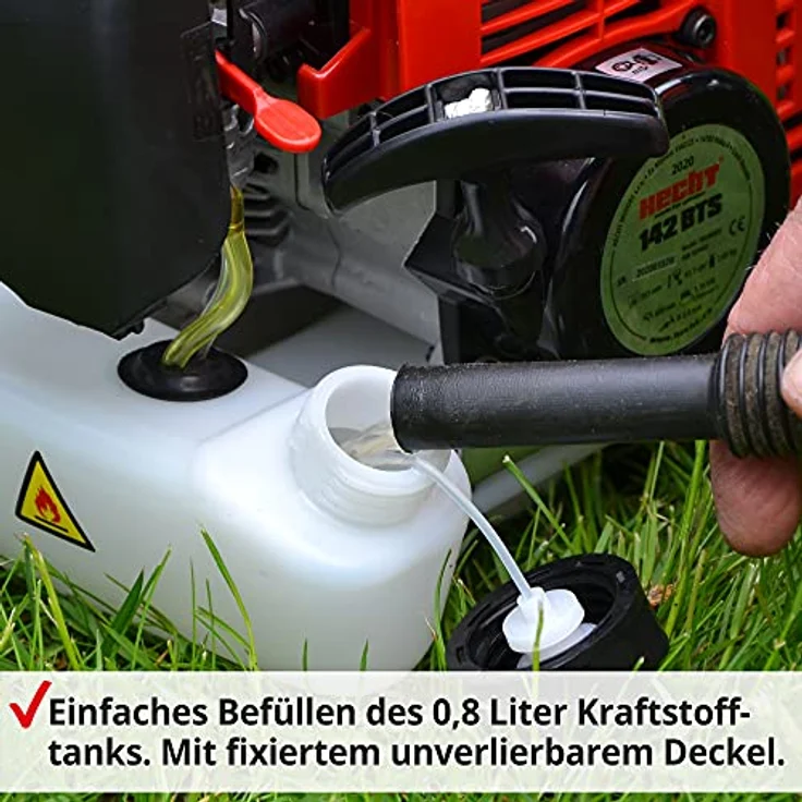 Hecht 142 BTS, Rasentrimmer mit 1,7 PS Benzinmotor, 43 cm Arbeitsbreite, Metallmesser und Fadenmähkopf, leichtes Design – Bild 8