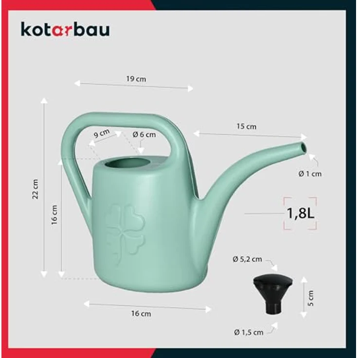 KOTARBAU® Gießkanne 1,8 L, Blumengießkanne mit Abnehmbarer Brause, salbei – Bild 3
