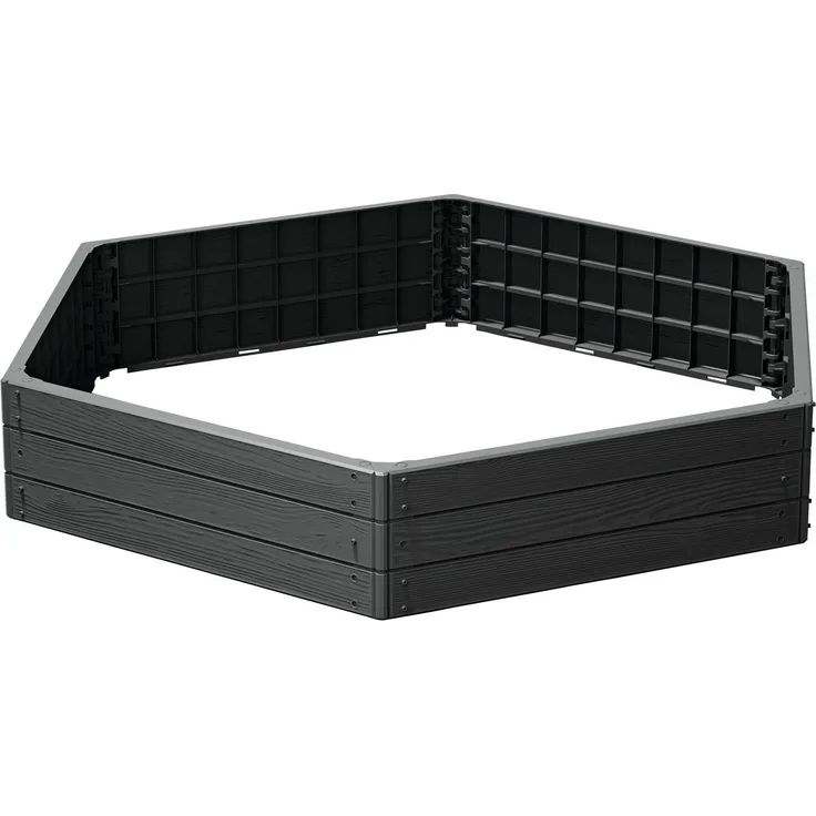 Prosperplast Palisade Base Wood, Gartenbeet und Hochbeet aus hochwertigem Kunststoff, 148x129 cm