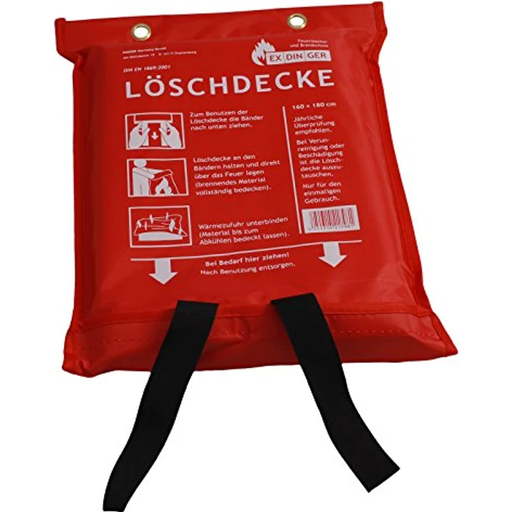 EXDINGER Feuerlöschdecke 160x180 cm gemäß DIN EN 1869:2001 (auch für Fettbrände) – Bild 2