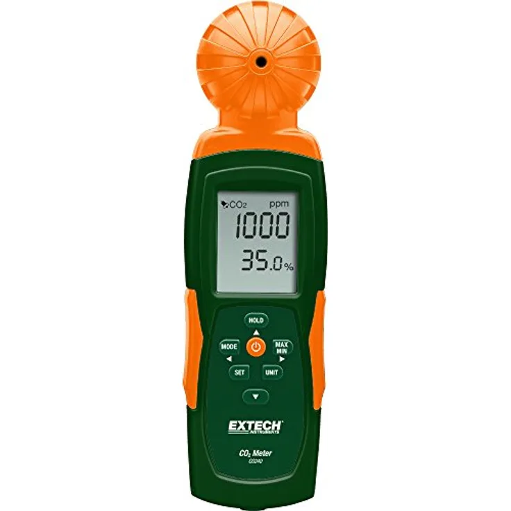 Extech CO240 Kohlendioxid-Messgerät 0 - 9999 ppm mit Temperaturmessfunktion, mit USB-Schnittstelle, mit Datenloggerfunktion