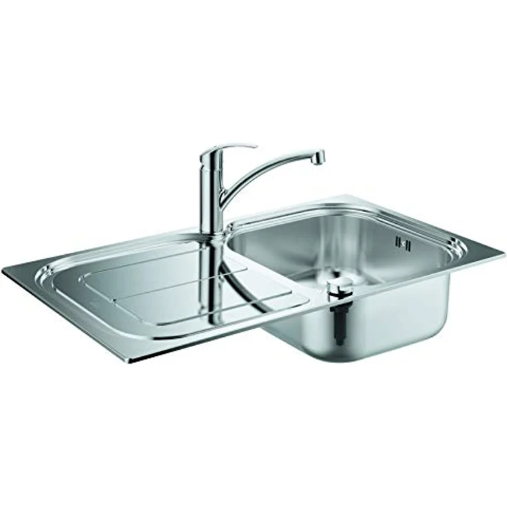 GROHE Eurosmart Küche, Set aus edelstahl Spüle und Küchenarmatur, 1 oder 1,5 Becken, 45 cm, QuickFix Technik – Bild 1