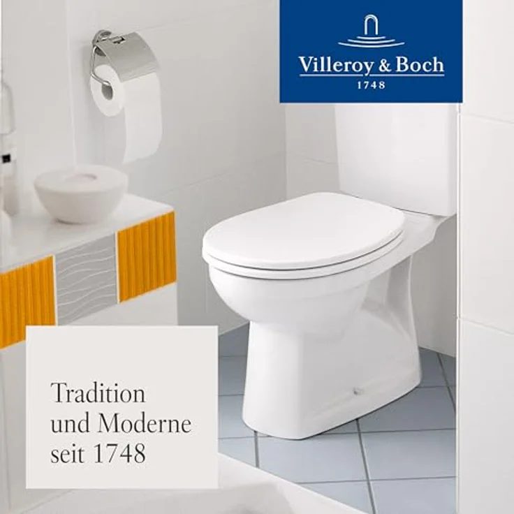 Villeroy & Boch Omnia classic WC-Sitz, Duroplast, Weiß, mit Edelstahl-Scharniere – Bild 7