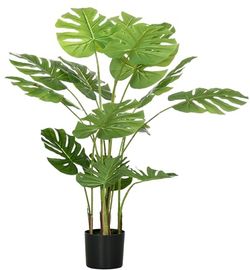 HOMCOM Künstliche Pflanze, 120 cm Monstera mit Übertopf