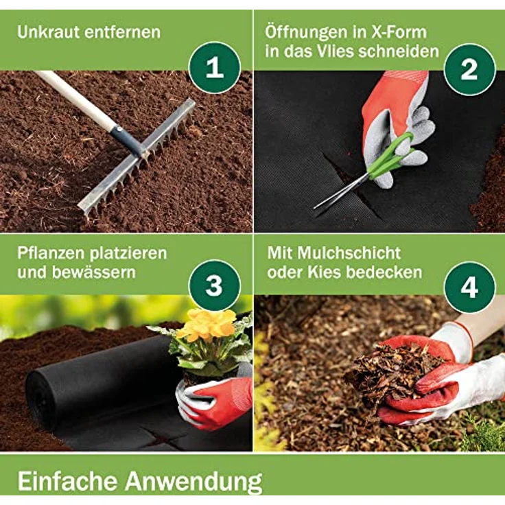 Moorland Unkrautvlies Gardur Schwarz 200cm, 1500 – Bild 5