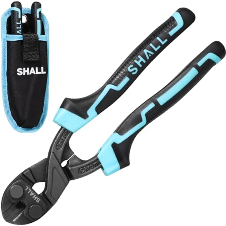 SHALL 8-Zoll-Mini-Bolzenschneider, Hochleistungs-Drahtschneider mit zweifarbigen ergonomischen Griff, effizienter Hebelwirkung, inkl. Gürteltasche – Bild 1