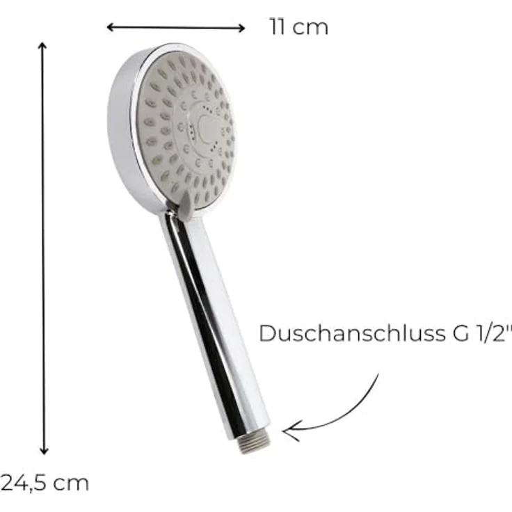 GarPet Handbrause Duschkopf 5 Funktion Duschbrause Wassersparender Brausekopf, Chromfarben – Bild 2