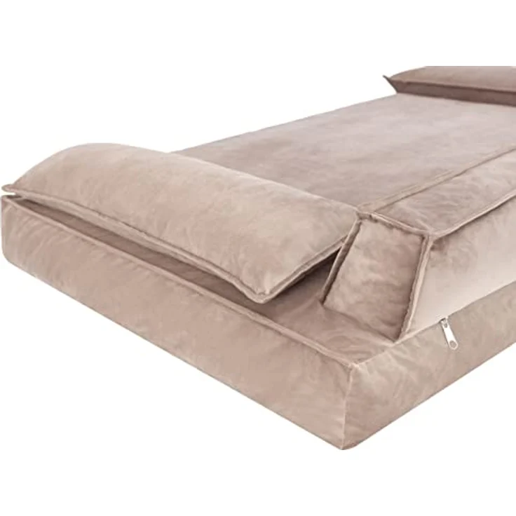 DOGGY Hundebett Haustierbett Hundeliegen Hundecouch Liegen Hundekissen Bett Sofa Hundekorb Tierbett Weich Hundesofa Matratze Schlafplãtze, Beige, 99 x 66 cm - Bequemes Hundebett mit abnehmbarem Bezug und erhöhten Kissen. – Bild 3