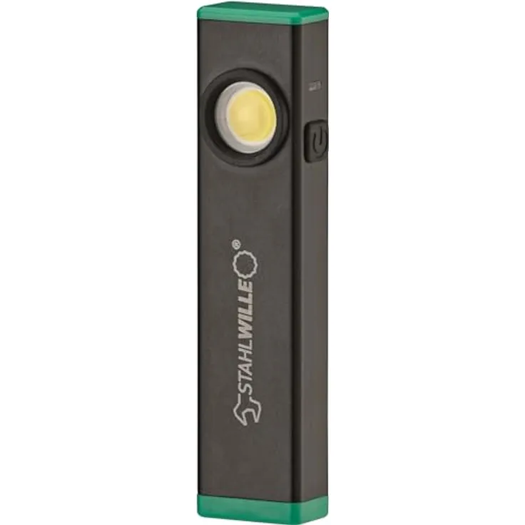 STAHLWILLE Mini LED Arbeitsleuchte 13134 mit Halteclip und Magnet | bis 500 Lumen, 3h Leuchtdauer | integrierter Akku, USB-C Taschenlampe, Schwarz