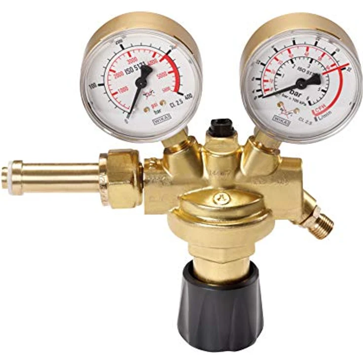 ROTHENBERGER Druckminderer 530217, für Argon/CO2 Schutzgas, mit 2 Manometern und Absperrventil, deutscher Standardanschluss W 21,8 x 1/14" – Bild 1