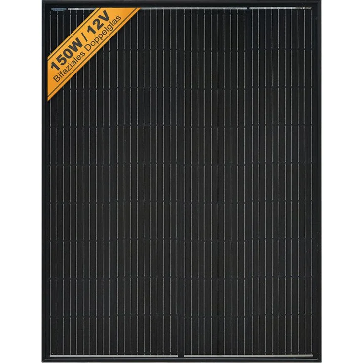 enjoy solar Bifaziales PERC Monokristallines Solarmodul 150W/210W, Dual Glas Design, 12V/36V, hohe Effizienz mit 90% Leistungsgarantie für 10 Jahre und 80% für 25 Jahre