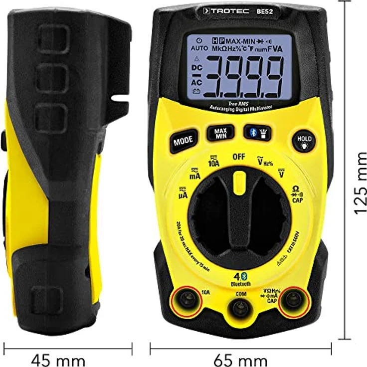 TROTEC Digitales True-RMS-Multimeter BE52 | Bluetooth®-Digital-Multimeter mit kostenloser Smartphone-App, Messgerät, Multifunktionsmessgerät – Bild 2