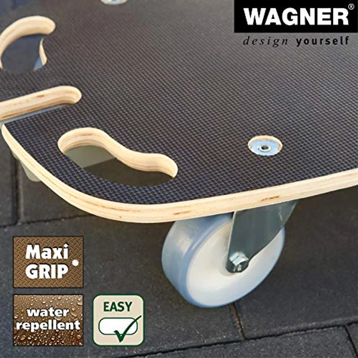 Transporthilfe MM 1187, 80 x 40 x 14,5 cm, softe Rollen Ø 100 mm, Rollenlager, Multiplex FSC®, Tragkraft 300 kg – Bild 3