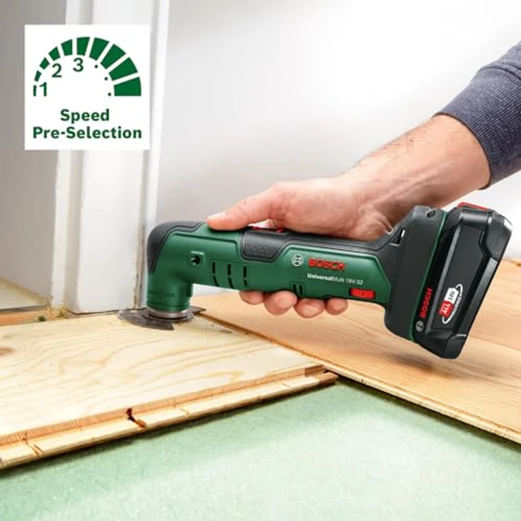 Bosch UniversalMulti 18V-32 Akku-Multifunktionswerkzeug (zum Sägen, Schneiden, Schleifen; MagnetHold; elektronische Drehzahlvorwahl; 4-stufiger Tiefenanschlag) – Bild 3
