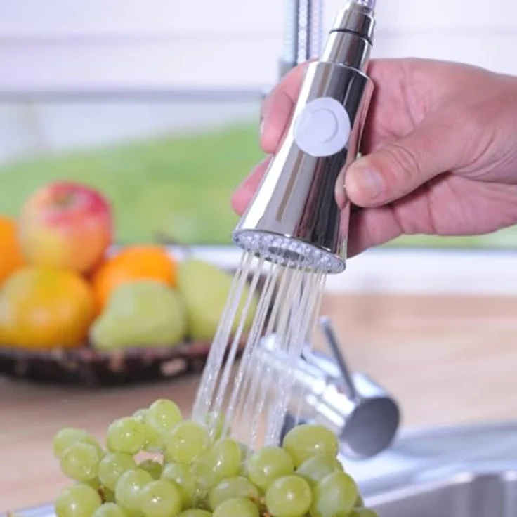 Schütte Spültischarmatur CORNWALL, energiesparende Cold-Start-Funktion, 360° schwenkbar, 2-fach verstellbare Geschirrbrause – Bild 8