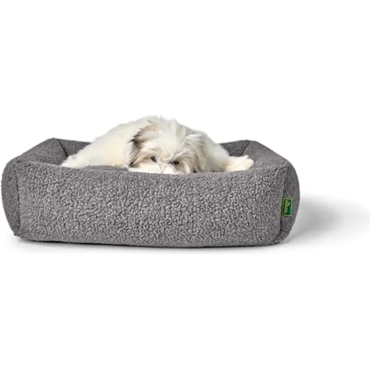 HUNTER Hundesofa KUMARA, grau, kuschelig weicher Teddyplüsch, rutschhemmende Unterseite, wendbares Innenkissen, großzügige Füllung, maschinenwaschbarer Bezug, Größe: 80 x 60 cm – Bild 5