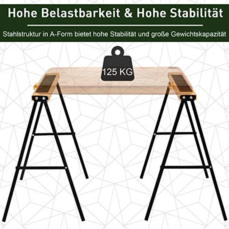 HOMCOM Sägebock Sägebock rutschfest, faltbares Design, Belastbar bis zu 125 kg, EVA Oberfläche, schwarz – Bild 6