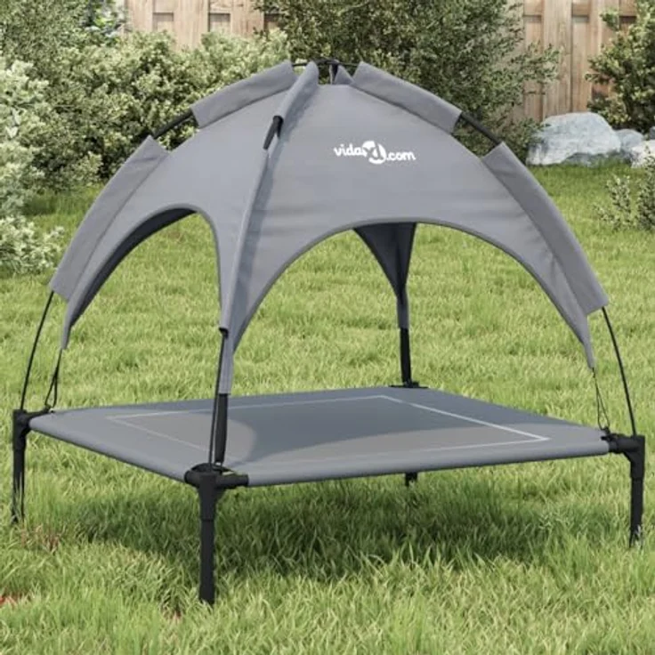 vidaXL Hundeliege mit Dach Anthrazit Oxford-Gewebe und Stahl – Bild 2