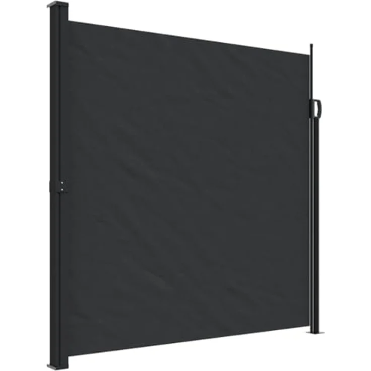 vidaXL Seitenmarkise, Wandmarkise mit PU-Beschichtung, Sichtschutz für Balkon Terrasse Garten, Windschutz Markise, Ausziehbar Schwarz Polyester – Bild 1
