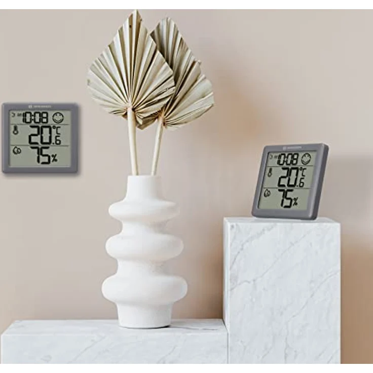 Bresser Thermometer Hygrometer Climate Smile 2er-Set zum Aufstellen oder zur Wandmontage mit Raumklima-Indikator als Smiley, anthrazit - Preisvergleich – Bild 5