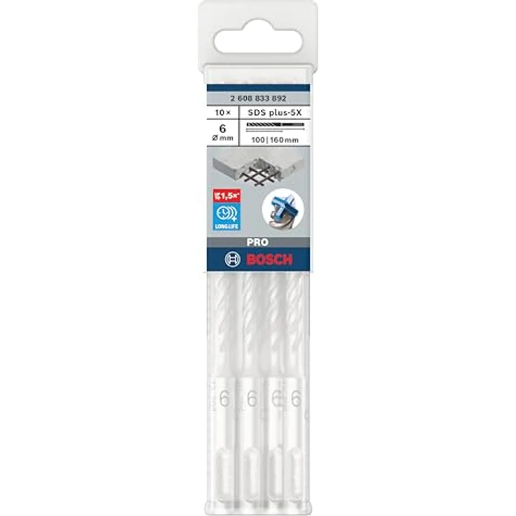 Bosch 10x PRO SDS plus-5X Hammerbohrer (für Stahlbeton, Beton, Ø 6,00 mm, Professional Zubehör Bohrhammer) – Bild 2