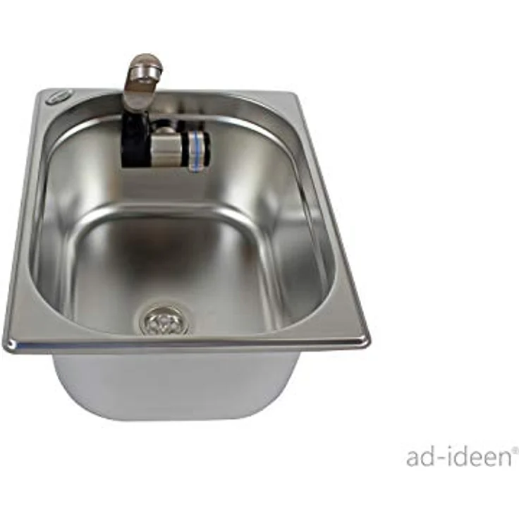 ad-ideen Waschbecken Camping Miniküche 230V Bausatz, Edelstahl, 325x265x150mm für T4 T5 T6 – Bild 3