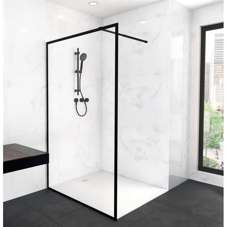 Marwell Walk-in-Dusche MARWELL CITY, Sicherheitsglas, BxH: 120x200 cm, verstellbarer Stabilisationsbügel, matt schwarz