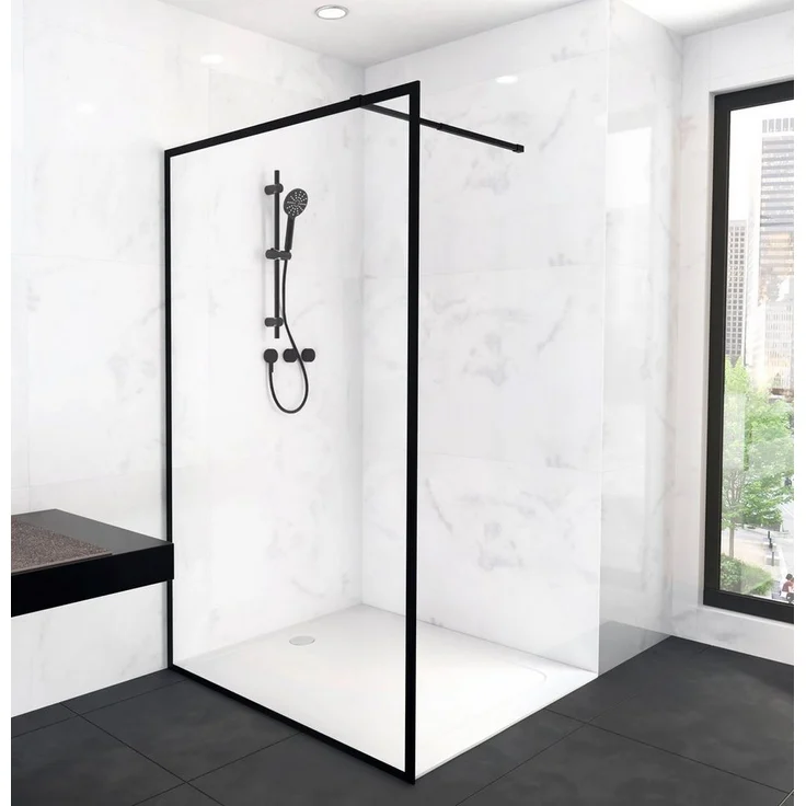Marwell Walk-in-Dusche MARWELL CITY, Sicherheitsglas, BxH: 120x200 cm, verstellbarer Stabilisationsbügel, matt schwarz – Bild 1