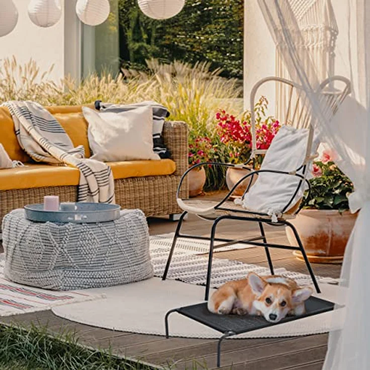 Relaxdays Hundeliege Outdoor, erhöhtes Hundebett bis 35 kg, HBT: 19x111x65 cm, Hunde Feldbett Garten & Camping, schwarz – Bild 5