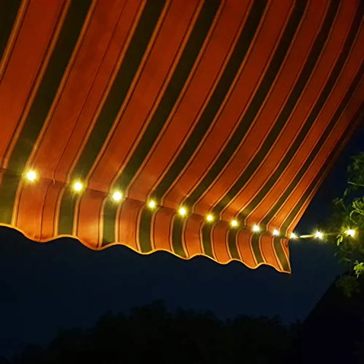 Swing & Harmonie Markise mit LED Beleuchtung - Gelenkarmmarkise - Sonnenschutz - Markisenabdeckung - Klemmmarkise für Balkon und Garten (250x150, creme) – Bild 3