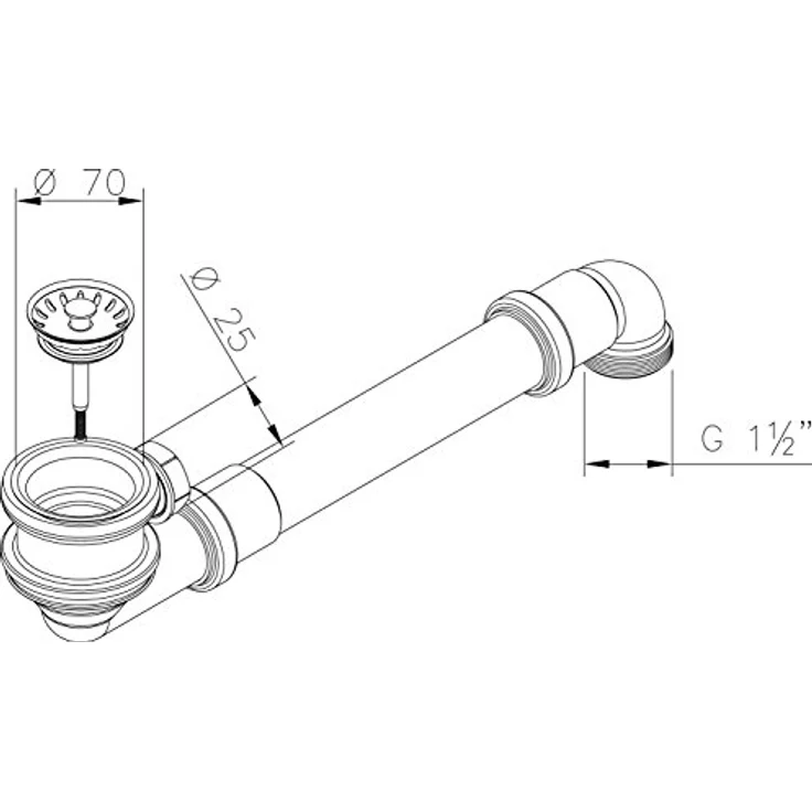 AquaDE Siebkorbventil 70 mm mit Raumschaffer und Überlauf-Set für Küchenspüle, rostfreier Edelstahl, weiß – Bild 8