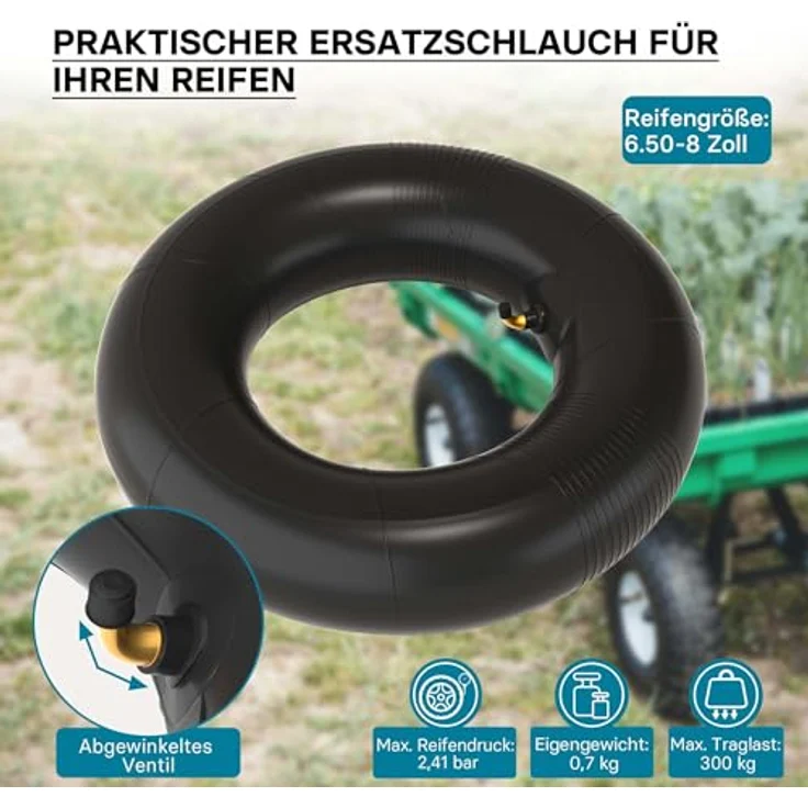 Wiltec - Schlauch Luftschlauch für Rasenmäherreifen TR87 16x6.50-8 Rasentraktor Aufsitzmäher – Bild 3