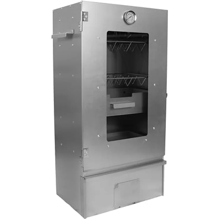 Grafner XL Räucherofen, 3 Etagen Smoker mit Sichtfenster und Thermometer, 12 S-Haken, legierter Stahl für Heiß- und Kalträuchern von Fisch, Fleisch, Käse und Gemüse – Bild 1