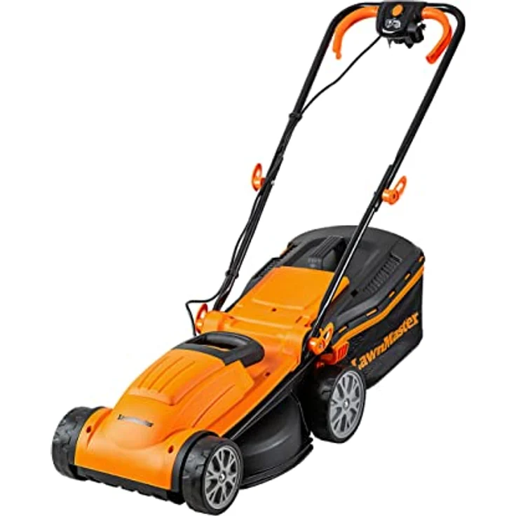 Lawnmaster MEB1434M, Elektrischer Rasenmäher mit 1400 W, 34 cm Schnittbreite, 6 Schnitthöhen, Mulchfunktion und 32-Liter-Fangsack – Bild 1