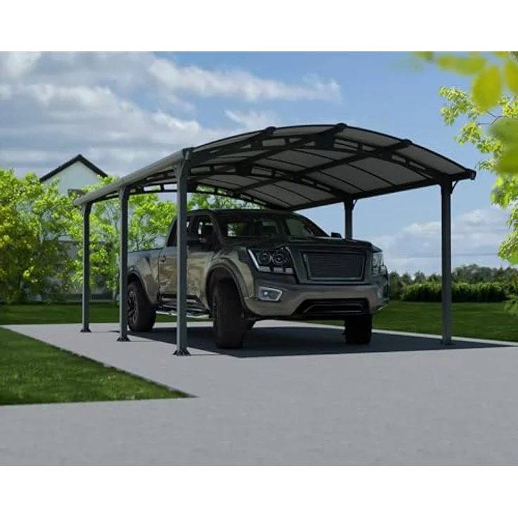 Palram Arcadia 5000 Carport, robuster Aluminium-Unterstand für ganzjährige Nutzung, grau, schneelastfähig bis 150 kg/m² – Bild 2