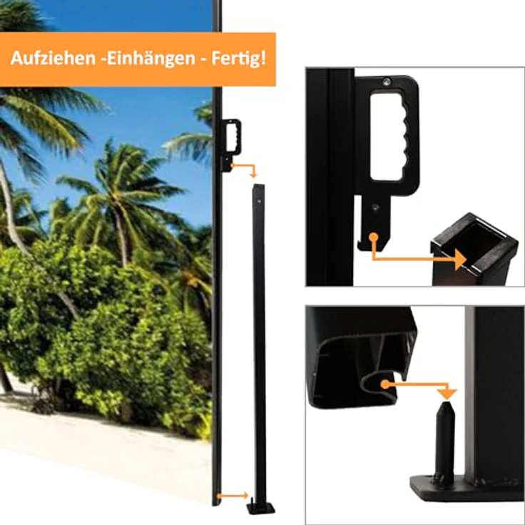 Westerholt Seitenmarkise ausziehbar rechts, 160 cm hoch, Seitenrollo mit Fotodruck Südsee – Bild 3