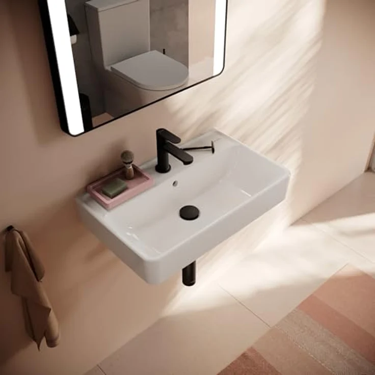 Hansgrohe Xanuia Q Kompakt Waschbecken, wandhängend, 1 Hahnloch, mit Überlauf, 600x370mm, weiss – Bild 5