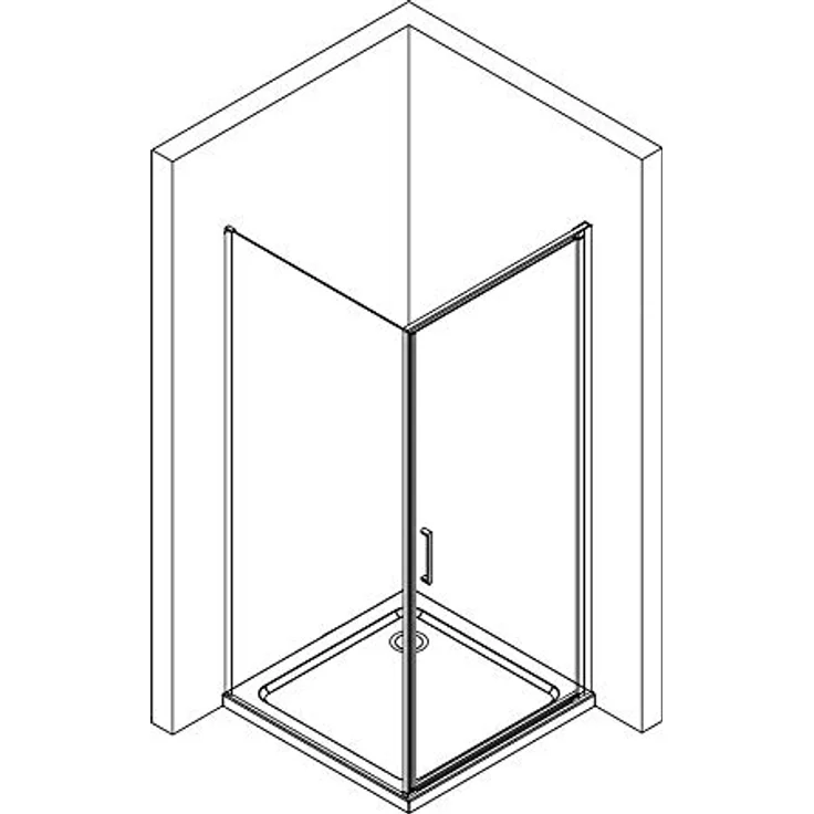 NEXTREND Eckdusche NT416, Drehtür in Schwarz matt, 8 mm Nano Graues Glas, Breite wählbar, Türelement 90 cm, Glas feststehend 90 cm – Bild 7