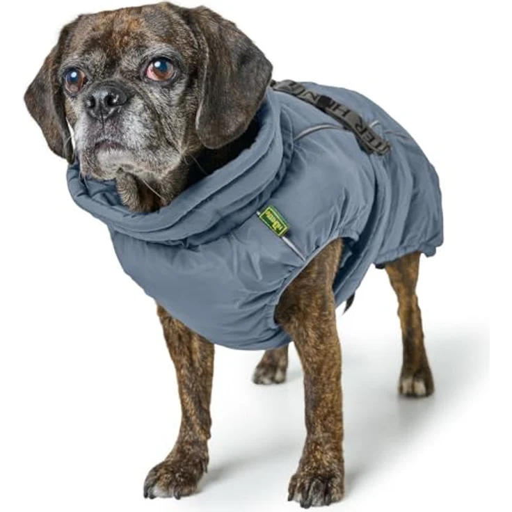 Hunter Tierbedarf Hundemantel Paxson Mops & Co. taubenblau, Steppmantel mit extra Wärme und reflektierenden Paspeln – Bild 4