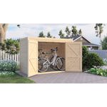 Bertilo Holz Fahrradgarage/Geräteschrank - 18 mm naturbelassen, Gartenhaus mit großem Stauraum und praktischen Doppeltüren