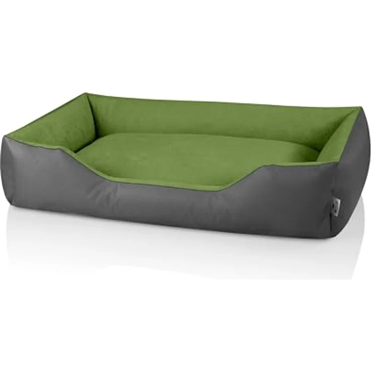 BedDog Hundebett LUPI, Hundekissen mit abziehbaren waschbaren Bezug, Hundekorb, Hundesofa für große Hunde XXL, grau-grün – Bild 2