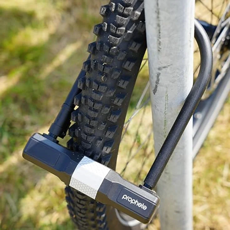 Prophete Bügelschloss, 12 mm starkes Schloss mit Gummiummantelung und Rahmenhalterung, schwarz – Bild 8