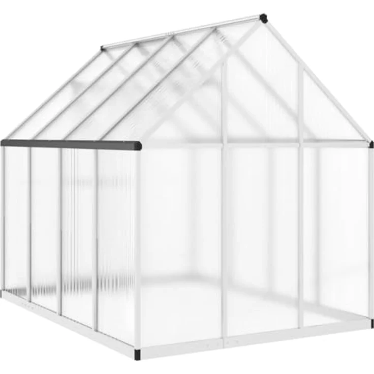 vidaXL Gewächshaus mit Fundamentrahmen Silber 224x169x195cm Aluminium, UV-beständige Platten, langlebig, begehbar – Bild 5