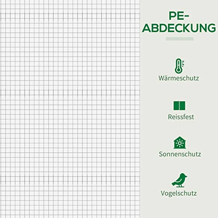 Outsunny Gewächshaus, Foliengewächshaus, Treibhaus mit Rolltür, Tomatenhaus mit Seitenfenster, Winddichtes Pflanzenhaus für Garten, aus Stahl, PE, Weiß, 200 x 68 x 196 cm – Bild 3