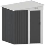 Vente-unique Anlehn-Gartenhaus Metall - verzinkter Stahl - Anthrazit - 3,15 m² - Daxton, Schrebergartenhaus Stahl Anthrazitgrau