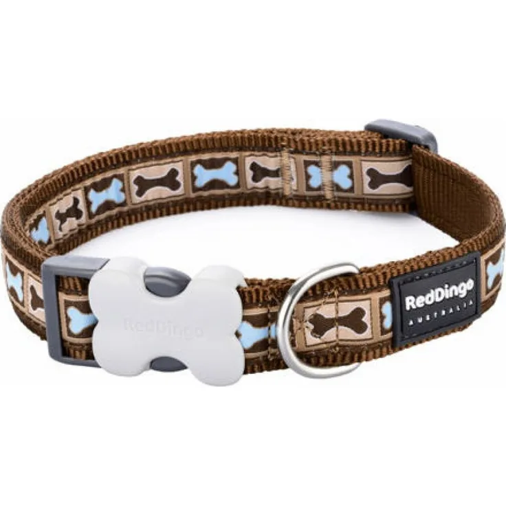 Red Dingo Hunde-Halsband RD, 25 mm Breite, 41-63 cm, Bone Yard, mit Bucklebone-Schnalle und rostfreiem Stahlring