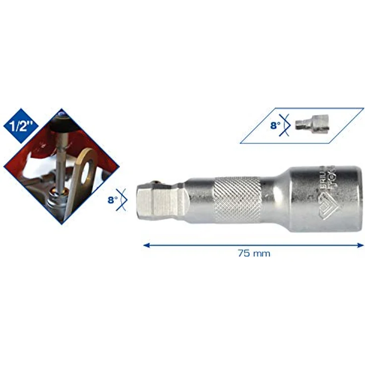Brilliant Tools Bit- und Steckschlüsselset, 1/2" Schwenkbare Verlängerung 75 mm aus Chrom-Vanadium-Stahl, matt verchromt – Bild 3