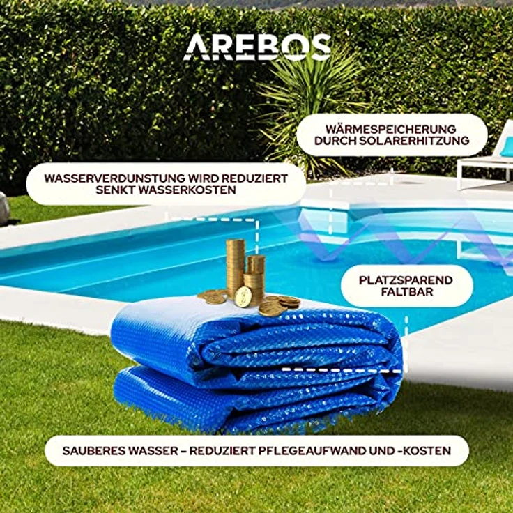 AREBOS Solarfolie Solarplane Solarheizung Wärmeplane Poolheizung blau 400my 4x6m eckig - Blau – Bild 5